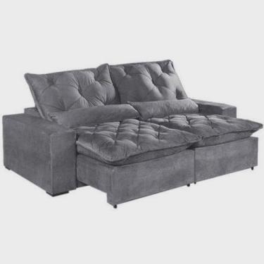 Imagem de Sofá Retrátil E Reclinável Elegance Confort Tecido Suede 2m Cinza