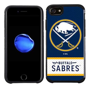 Imagem de Apple iPhone 8/iPhone 7/iPhone 6S/ iPhone 6 - Capa traseira texturizada de jérsei azul Buffalo Sabres licenciada pela NHL em TPU preto