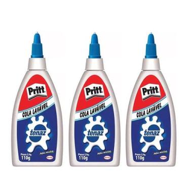 Imagem de Cola Líquida Branca Escolar Pritt 110g 3 Unidades - Tenaz - Tendtudo