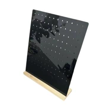 Imagem de Vaveren Brincho de brejo Brincha de rack Pegboard com pregos estáveis ​​de base de madeira exibindo jóias para brechos para broches, Preto
