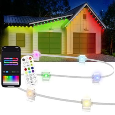 Imagem de EcoMyLife Luzes Externas Permanentes Para Casa, Cordão De Luz Inteligente Rgb Plus Ic De 100 Pés Para Áreas Externas Com 66 Modos De Cena, Funciona Com Alexa, Fita De Led À Prova D'Água Ip67 Para D