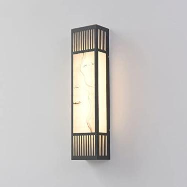 Imagem de Luminária de parede externa à prova d'água IP65, luminária de parede de aço inoxidável preto para varanda, luminárias de parede externas em estilo chinês para entrada, pátio e jardim (cor: 3