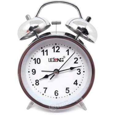 Imagem de Relógio de Mesa Vintage Antigo Clássico Despertador Com Luz Led Noturna Em Metal Analógico