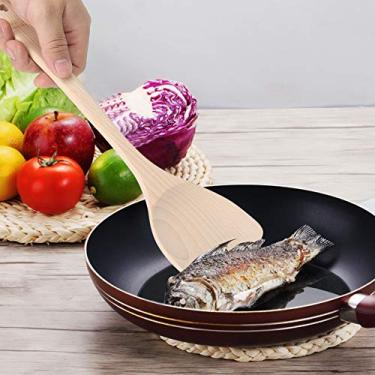 Imagem de Espátulas Antiaderentes Pan Usam Conjunto de Espátula de Madeira Sem Pintura,