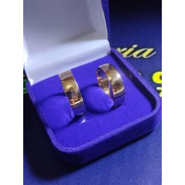 Imagem de Alianças 7mm Boleada Meia Cana Brillhosa Ouro 18 Kilates Peso 6 Gramas