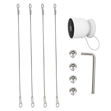 Imagem de OYOCAM Corrente de segurança antifurto suporte antiqueda compatível com câmera Google Nest Cam externa (bateria), pacote com 4 (câmera não incluída)