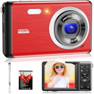 Imagem de Câmera digital para crianças, apontar e fotografar digital de 30 MP, câmera infantil FHD 1080p, tela LCD de 2,8 polegadas, câmera compacta recarregável, câmera de vlogging para crianças, adolescentes