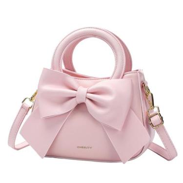 Imagem de Bolsa tiracolo CHERUTY pequena em material vegano com laço rosa