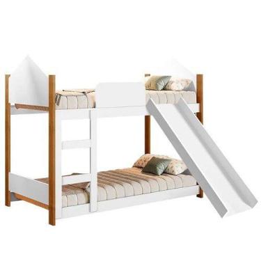 Imagem de Beliche Infantil Magia Com Escorregador Branco/Nature - Gabrielli Móve