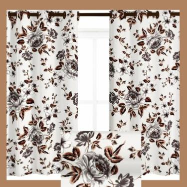 Imagem de Cortina rustica Flores varao Simples 2,60x2,60m - HOME SUSI, cinza