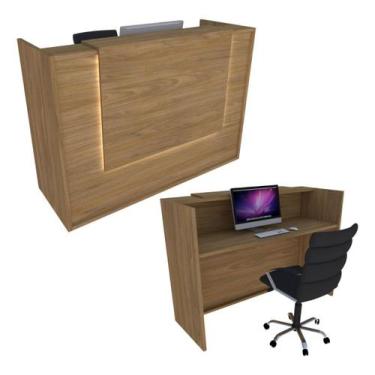 Imagem de Balcão Recepção 140cm Freijó Syncro - LINHA BLACK - Mod 2.1 - Marcenar