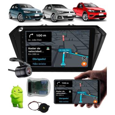 Imagem de Multimídia 2 Din 9" Polegadas Android Gol Voyage Saveiro G7 G8 2017 Em Diante + Câmera de Ré + Interface Comando de Volante