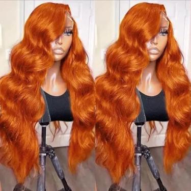 Imagem de DliliBoon Use E Vá, Perucas De Renda Sem Cola, Cor Laranja, 9X6, Cabelo Humano Pré-Cortado Para Iniciantes, Ruiva, Onda Frontal, Fechamento Hd (22 Polegadas)