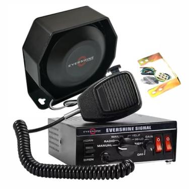 Imagem de Evershine Signal Kit De Sistema Sirene Policial 12V 100W Com Amplificador Alta Resistência, Alto-Falante Plano, Microfone Portátil, 7 Tons Aviso Emergência Para Veículos, Caminhões Reboque, Utv, Atv