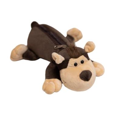 Imagem de Ｂｅｓｇａ Estojo de pelúcia para lápis, porta-canetas criativo, decorativo, com zíper, para mesa, com animais, para meninas e crianças, Macaco