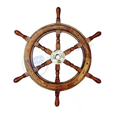 Imagem de Nagina International Roda de barco pirata premium de madeira natural (61 cm) [B01HOWO458]