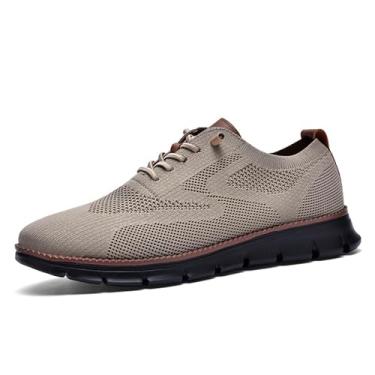 Imagem de Wearbreeze Tênis Oxford masculino casual de negócios – Sapatos sociais leves com cadarço para trabalho, viagens e deslocamento diário, 087 cáqui, 41