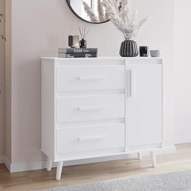 Imagem de Comoda Para Quarto Sala de Estar Mila 3 Gavetas e Uma Porta Branco