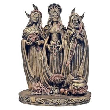 Imagem de Imagem Deusa Tríplice Lua Hecate Wicca Grega De Resina 26cm (Dourado)