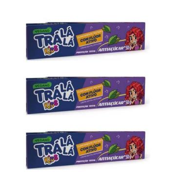 Imagem de Kit com 3 Cremes Dentais Infantil Tra La La antiaçucar 50g - PHISALIA