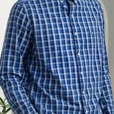 Imagem de Camisa Masculina Manga Longa Xadrez - Hering, P, Azul