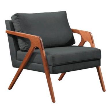 Imagem de Poltrona Decorativa Madeira Maciça Super Luxo Mona Cinza - Zahav Estof