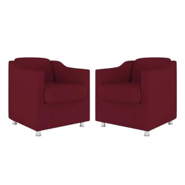 Imagem de Kit 2 Poltronas Bia Decorativa Reforçada Recepção Clinica Salão Sala De Estar Suede Mar...