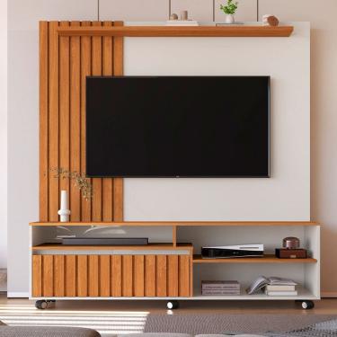 Imagem de Estante para TV Até 65 Polegadas Havana 1 Gaveta Ripado Off White/Natural - Giga Móveis