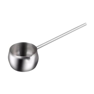 Imagem de WeiLaiKeQi Frigideira de óleo quente, pequena panela de óleo para cozinha doméstica, xícaras de molho com bicos de despejo, panela pequena, mini para cozinhar e, Prateado