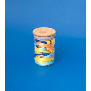 Imagem de Pote 250Ml De Vidro Com Tampa De Bambu Circular Mantimento - Oikos