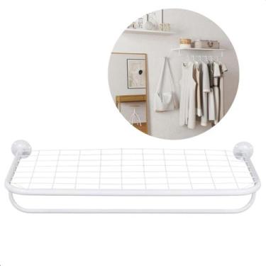 Imagem de Arara 90cm Branco C/ Tela Organizador P/ Loja Ou Casa - Zamar, Branco