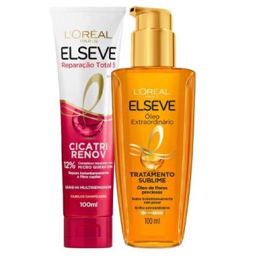 Imagem de Kit Elseve Leave-In Cicatri Renov 100ml + Óleo Extraordinário 100ml