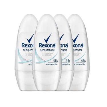 Imagem de Kit Desodorante Roll On Rexona Sem Perfume 50ml - 4 Unidades