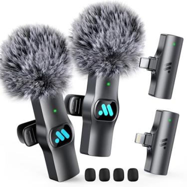 Imagem de Leettus 2pcs Lavalier Wireless Microphone for iPhone iPad, Wireless Microphone for Video Recording, Game Live Streaming, Interviews, YouTube, TikTok, Vlog