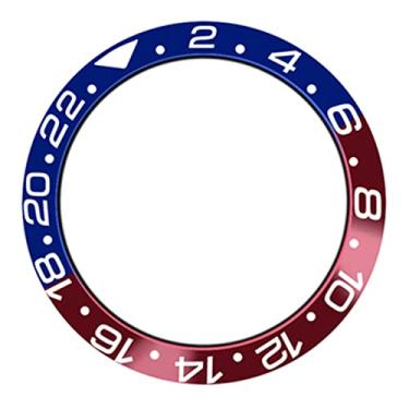 Imagem de HUAYUWA Anel de relógio de inserção de bisel de cerâmica/alumínio de 38 mm de diâmetro (com fita de 5 peças) adequado para GMT/SUB 40 mm acessórios de reparo de loop de caixa de relógio (D, GMT