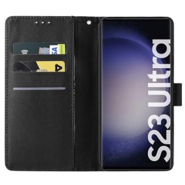 Imagem de Capa Capinha Carteira Flip Couro Compatível Samsung Galaxy S23 Ultra Premium (PRETO)