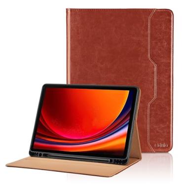 Imagem de Capa para Samsung Galaxy Tab S10 Plus 2024/S9 FE+/S9 Plus 12,4 polegadas 2023 - Modelo SM-X820/X826B/X610/X616B/X810/X816B com suporte e bolso para caneta S, capa de couro sintético com suporte para