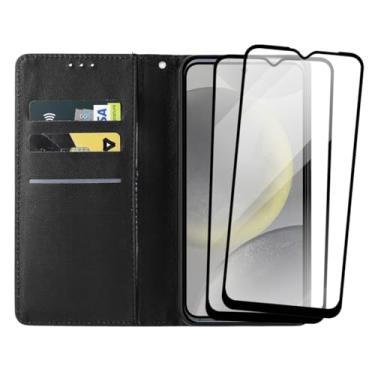 Imagem de Capa Carteira Flip Case para Samsung Galaxy S24 Plus com 2 Películas de Vidro Temperado 3D, Preta