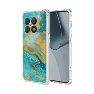 Imagem de JDYGWK Capa para Oneplus 10 Pro 5G, estampa floral transparente, silicone TPU macio, fina, à prova de choque, capa protetora antiarranhões para Oneplus 10 Pro 5G, Mar Verde