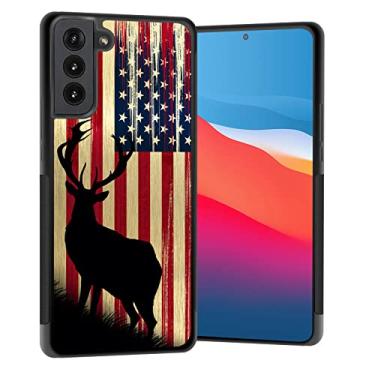 Imagem de Vobber Capa para Galaxy S23, capa protetora fina com arquitetura antiarranhões TPU à prova de choque para Samsung Galaxy S23 6,1 polegadas 2023, bandeira americana veado