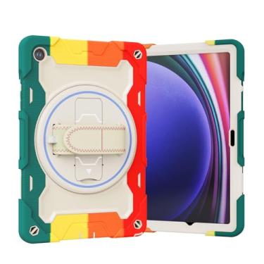 Imagem de nincyee Capa de tablet para Samsung Galaxy Tab A9+ 11 polegadas, capa infantil de silicone resistente à prova de choque com suporte para lápis, alça de ombro, suporte dobrável giratório, alça de mão