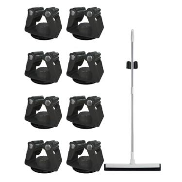 Imagem de FYWZ Suporte magnético para vassoura, suporte de esfregão magnético sem perfuração, suporte de parede para ferramentas de jardim, ancinho, alça de pá, garagem, cozinha, organizador de ferramentas de