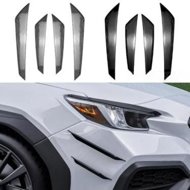 Imagem de Faca de vento divisor lateral do para-choque dianteiro compatível com WRX STI VB 2022+ Kit de carroceria Spoiler Tuning Air Blade Acessórios para carro (aparência de fibra de carbono)