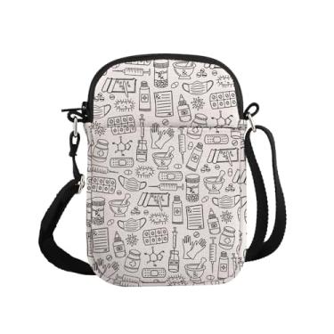 Imagem de G2TUP Bolsa tiracolo Pharmacy Pro Gift Pharmacy Doodles Bolsa de viagem para farmacêuticos Heróis presentes de orgulho médico presente, Pharmacy Doodles P