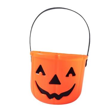 Imagem de UGPLM Balde de doces Halloween Doces ou travessuras Balde Jack O Lantern Festival Crianças Meninos Meninas Decoração de Halloween Cesta de, Laranja