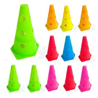 Imagem de Z12x Mini Cone Sinalização Esportivo 23cm Agilidade Treino COLORIDO - 