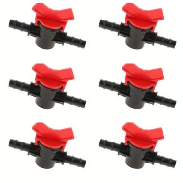 Imagem de 6 peças de mangueira de 3/20.3 cm válvula de esfera de irrigação por gotejamento válvula de esfera interruptor de desligamento para irrigação por gotejamento e aquários (Preto)