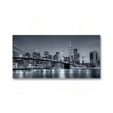 Imagem de Pintura panorâmica em tela, horizonte da cidade de Manhattan de Nova York, impressão natural em tela, arte de parede em tela para decoração de parede de casa imagem 40 x 80 cm sem moldura