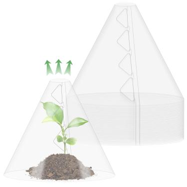 Imagem de SENENQU Pacote com 40 cloches de jardim para plantas, protetor de planta de sino reutilizável, protetor de mudas de plantas de plástico transparente de animais, caracóis, pássaros, galinhas, insetos