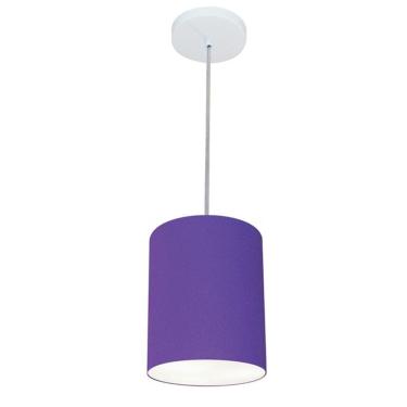 Imagem de Lustre Pendente Cilíndrico Vivare Md-4012 Cúpula em Tecido 18x25cm - Bivolt